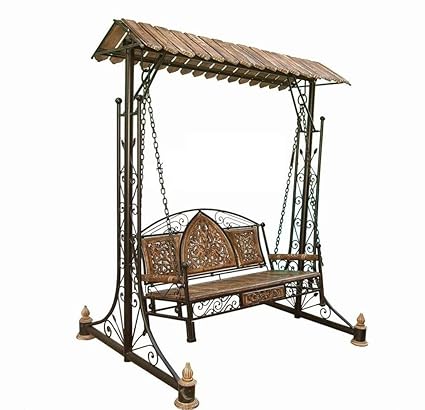 Aafiya Handicrafts Solid Wood & Iron Designer Swings/Jhoola for Home & Garden Floor-Standing - Af0262