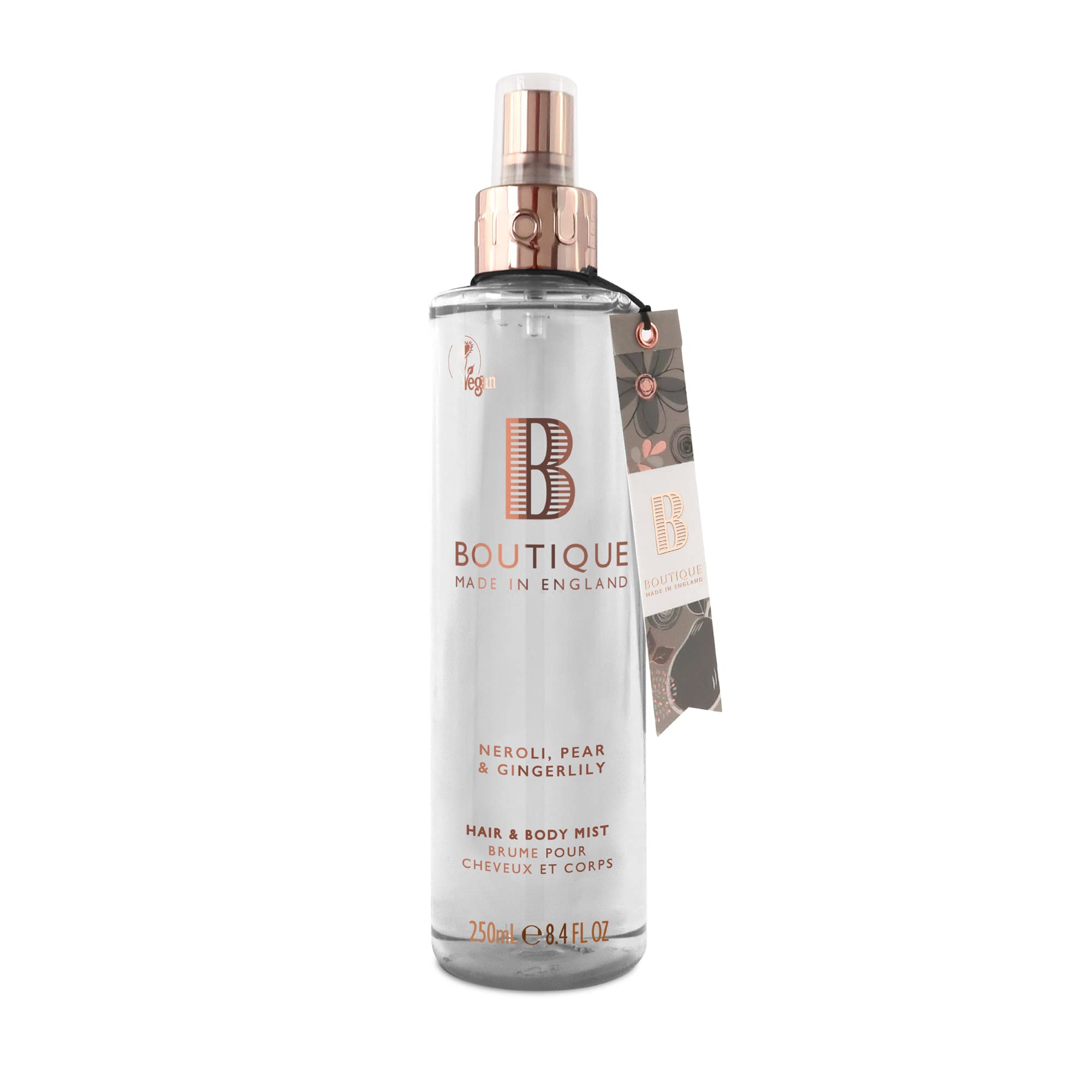 Boutique Body Spray 250ml - Neroli, Pear & Gingerlily Fragrance, Womens Hair & Body Mist - Refreshing, Moisturising Spray With Essential Oils - Vegan - Made In England — image 1