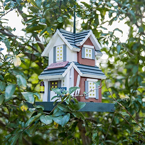 MEWANG Hanging Colourful Bird Feeder Garden Country Cottages Wooden Bird Feeder Height 9"