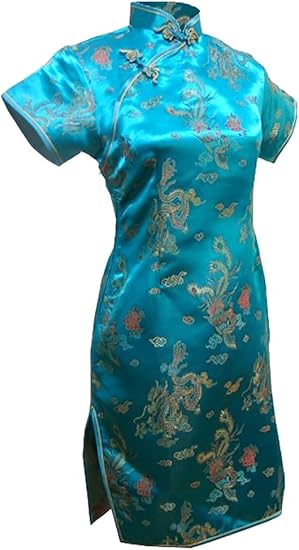 7fairy レディース ターコイズ チャイナ プロム ドレス 旗袍 ミニ ドラゴン 竜 パーティードレス 通販 Amazon