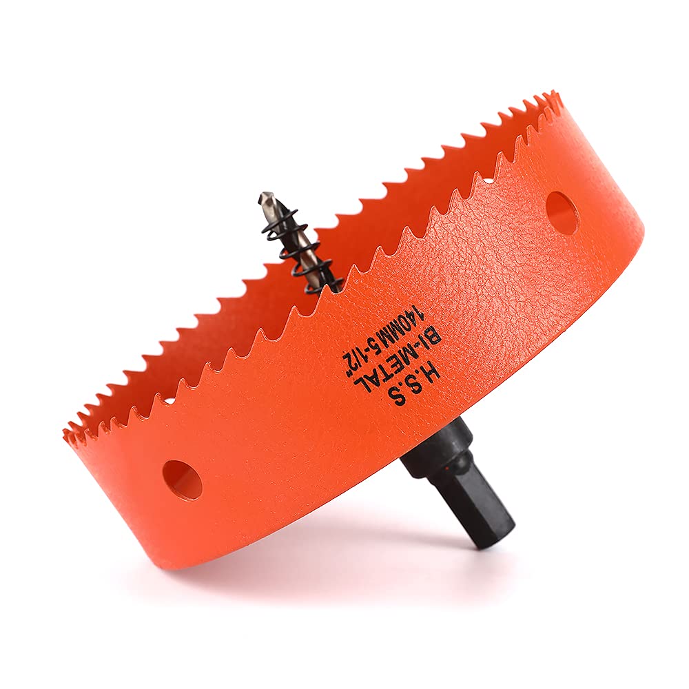 Dribotway 140mm 5-1/2'' Bi-Metal Hole Saw Drill Bit, High Speed Steel, Cuts Circular Holes in Wood and Metal, Ideal for Drilling Wood, Plastic, Plywood