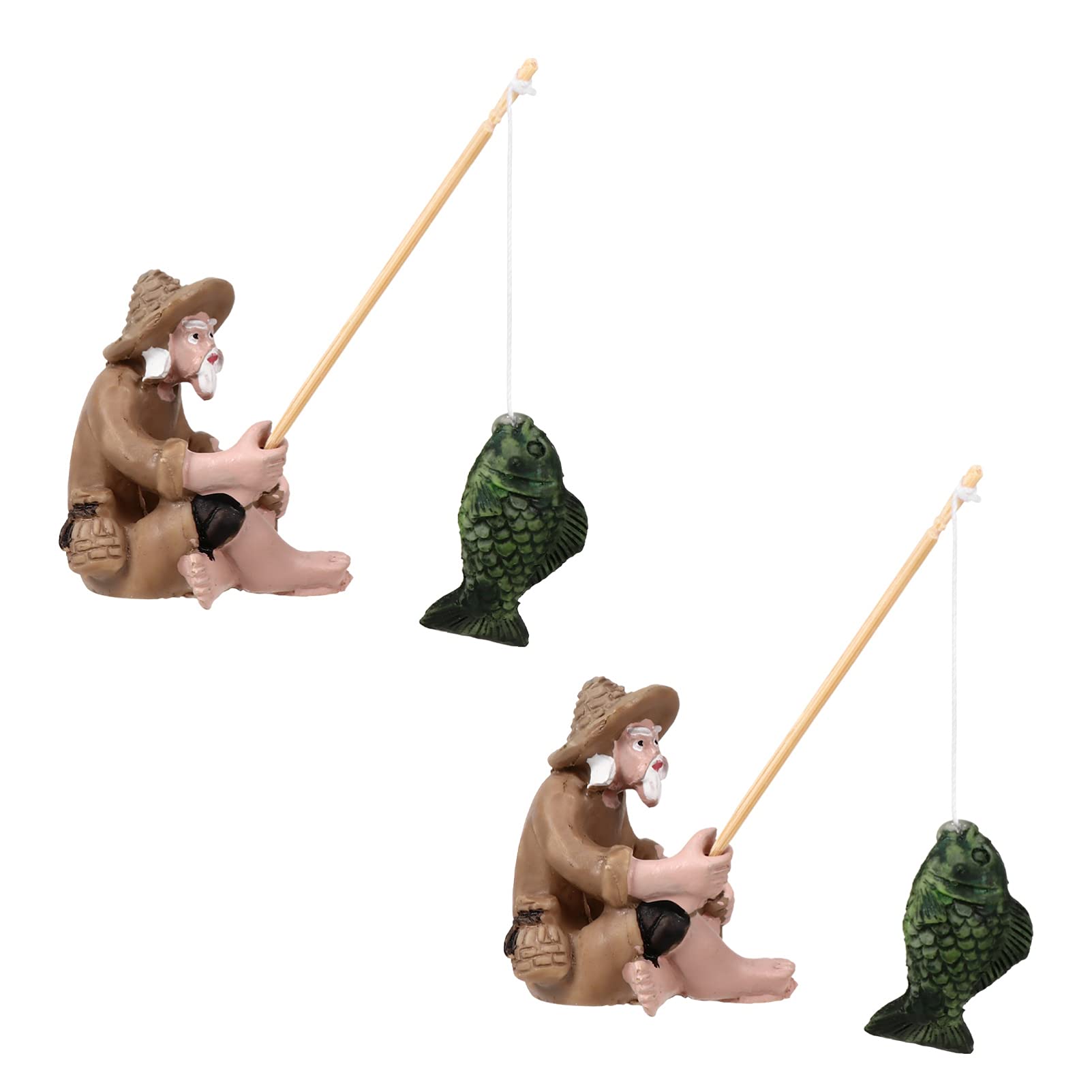 Yardwe 2pcs Fisherman Statues Fishing Man Sculpture Figurine Fisherman Garden Figurine Fish Tank Ornament Outdoor Garden Gnomes Sculpture Lawn Yard Pond Dedecoration (Mixed Color)