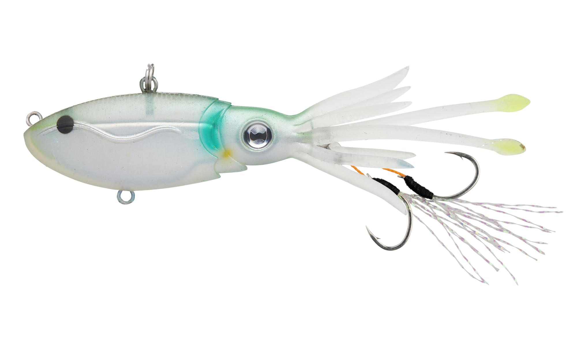 Photo 1 of Nomad Design Squidtrex Fishing Lure with Patented Technology Vibration Design - TPE Soft Plastic, BKK Assist Hooks, Squid Lure - 75 Vibe 3" - 1/2oz - Holo Ghost Shad