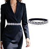 TRiXY Women's Rhinestone Stretchy Sashes Dress Belts,for Women Interlocking Stretch Sash, Shiny Party Belt Elastic Waist Belt