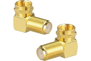 GZXUNFA 2 Pack F Type Coaxial Cable Right Angle Connector Male to Female Quick Connector Adapter, Gold Plated RG6 Coax Cable Extender – 90 Degree F Type Adapter for Wall Plates and Coax Cable…