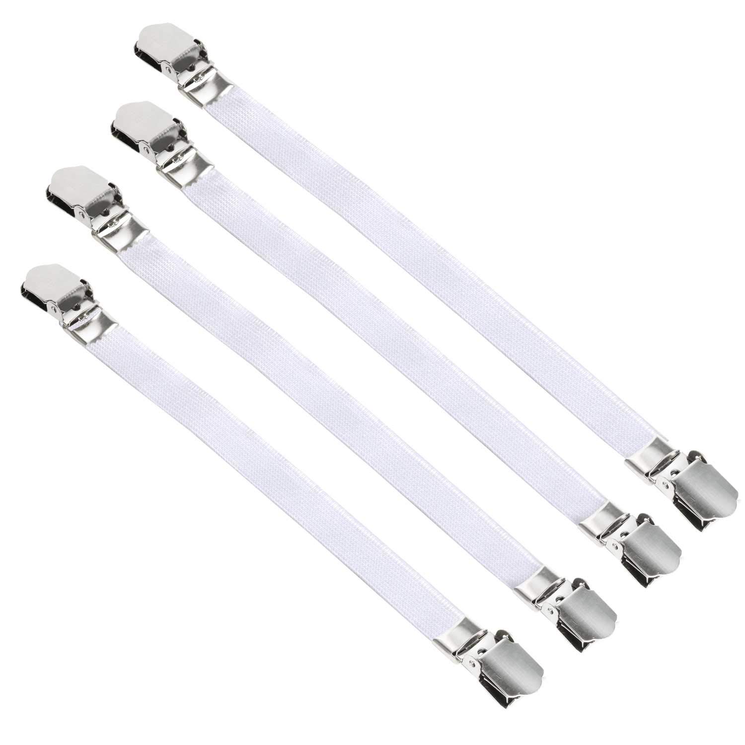 TRIXES White Ironing Board Cover Fasteners, 4PC- Extra/XXLarge, Clips for Ironing Board Cover, Bedsheets & Tablecloths