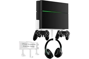 NYMUS Wall Mount Kit with Detachable 2 Controller Holder & Headphone Hanger, Mount On The Wall Or On The Back Of The TV, Wall Mount Compatible with PS4, White