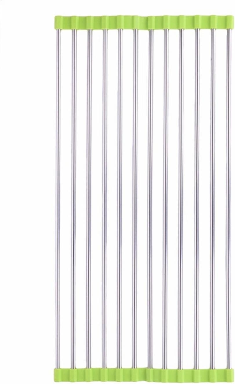 Catchin24 Stainless Steel Kitchen Sink Crockery Vegetable Wash Utensils Drain Rack (19 Inch, Random Colour)
