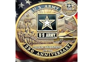 TOUZANIOUS 250th Anniversary U.S. Army Commemorative Coin – Double-Sided High Relief Design – 1775-2025 Military Collector Coin – Veteran Gift – Patriotic Metal Challenge Coin TAKHRWOD (Army)