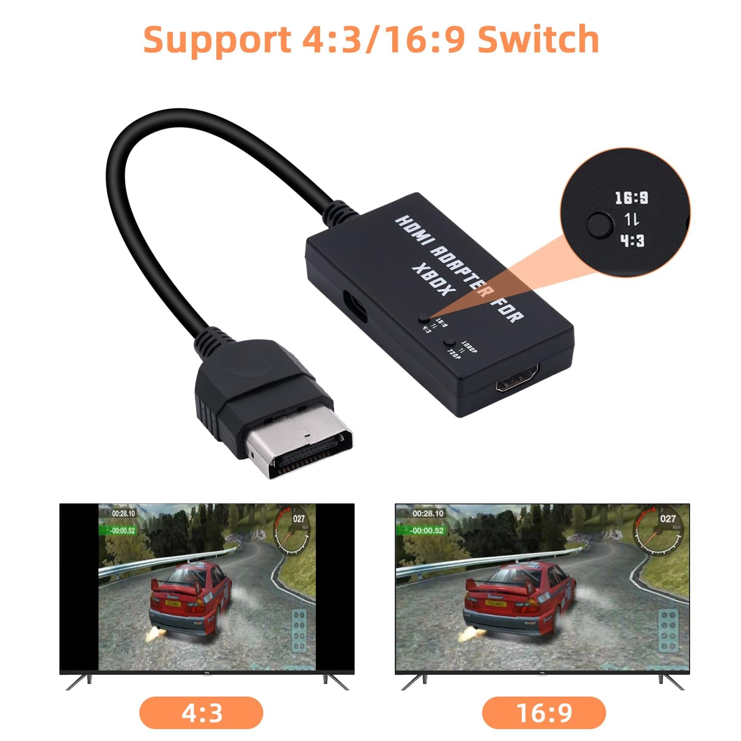 Mcbazel Original Xbox to HDMI Adapter, HD Link Cable Support 1080P/720P Xbox to HDMI Converter for Xbox Gen. 1 - Black