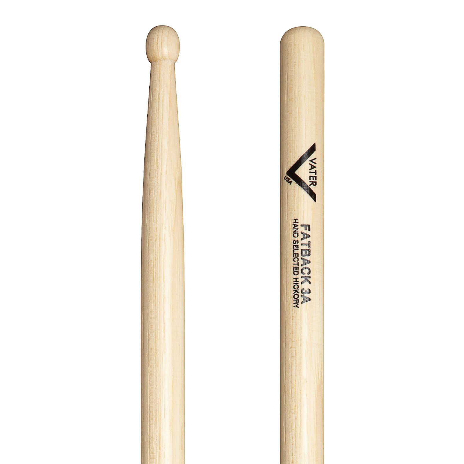 Vater Drumsticks VH3AW - Fatback 3A American Hickory Series - Barrel Wood Tip