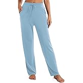 Urban CoCo Women's Straight Leg Long Pants Elastic High Waist Drawstring Casual Trousers with Pockets