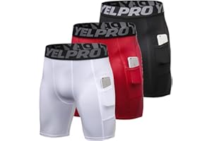 LEICHR 1/3 Pack Men Compression Shorts Spandex Running Athletic Baselayer Underwear Workout Training Shorts Pocket