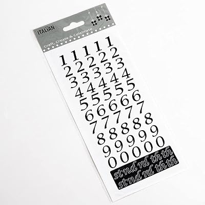 Italian Options 15mm Script Black Glitter Self Adhesive Numbers Set