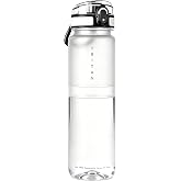 Edmyre 32oz Clear Tritan Water Bottle with Chug Lid | Frosted &amp; BPA-Free, Leakproof, Wide Mouth, Portable Sports Water Bottle for Gym, Office, Travel, Outdoor (Clean)