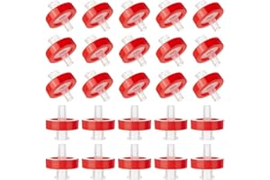 OLYCRAFT 100pcs Red Syringe Filters Hydrophobic PTFE Membrane 17mm Diameter Lab PTFE Membrane PTFE Hydrophobic 0.22um Membran