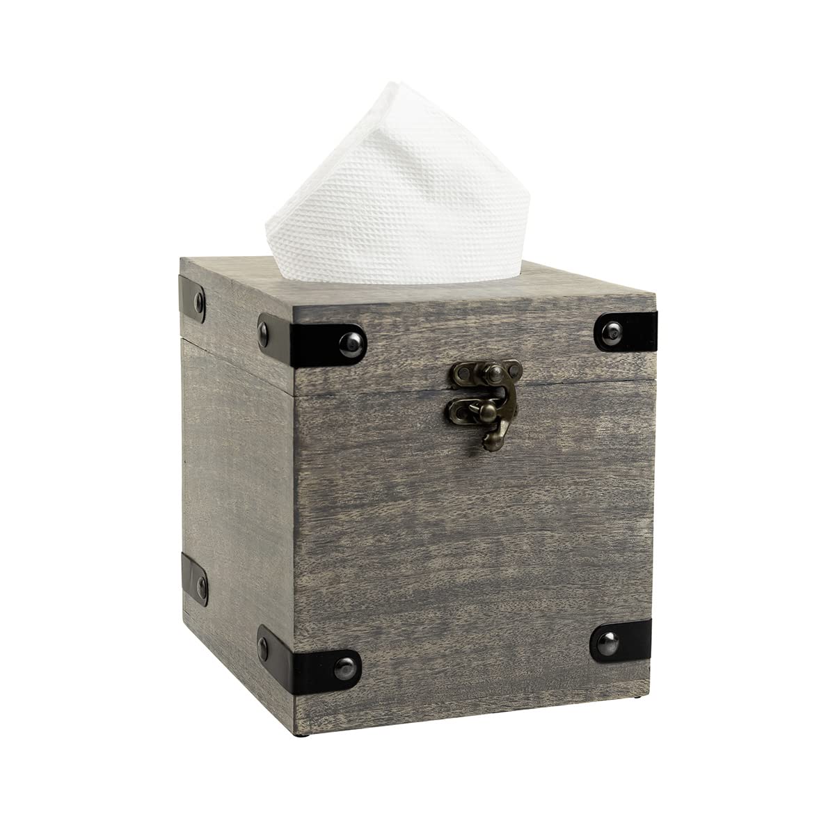 GoCraft Wooden Tissue Box Holder – Square Tissue Box Cover, Stylish Wooden Design for Bathroom Vanity, Bedroom, Nightstands, Desks, Tables – 5.75" x 5.75" x 6.5", Durable and Elegant