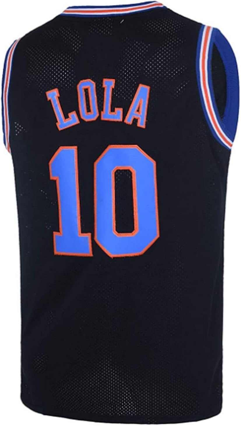 Youth Basketball Jersey LOLA 10#Bunny Space Movie Jerseys for Kids Basketball Shirt for Party S-XL White/Black: Clothing