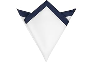 Elerevyo Men's Contrast Color Lightweight White Pocket Squares for Formal Wedding