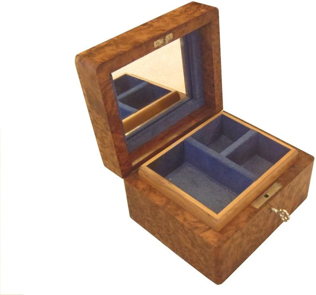 Handmade Wooden Jewellery Box Trinket Box Lockable With Mirror Separate