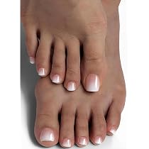 Amazon.com: White Gradient Press on Toe Nails Square Fake Toenails ...