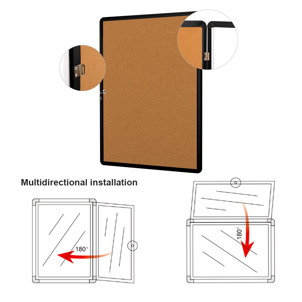 Swansea Lockable Noticeboard Bulletin Pink Cork Boards Tamper Proof with Mounting Screws 26×20 inch (4xA4)