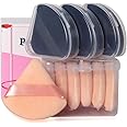 Ocim 10Pcs Triangle Powder Puffs for Face Powder,Soft Velour Triangular Beauty Puff,Makeup Pressed,Baking & Setting Powder Sponge Applicator Pads with Case,Black&Nude