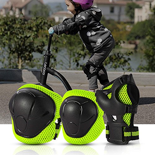 6PCS Children Cycling Roller Protective Pads, Eruner Kid's Skateboard Biking Roller Blading Wrist Elbow Knee Pads Blades Guard Outdoor Sport Pads (Gray, S)