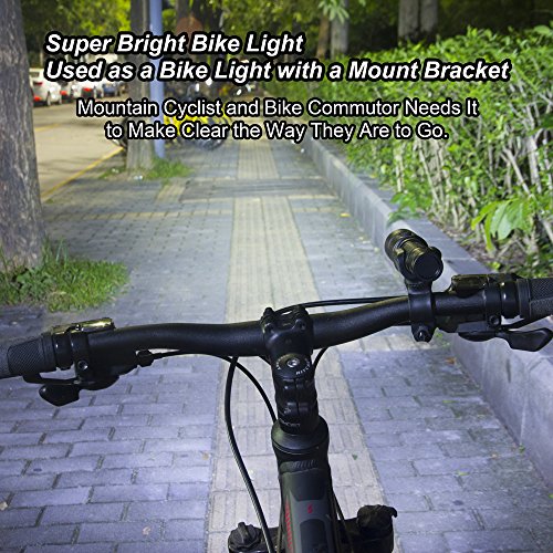 Victagen Tactical Flashlight, 2-in-1 Rechargeable LED Torch Light & Bike Front Light with Mount, CREE LED 1000 Lumens,IP65 Water-Resistant,4 Light Modes for Hiking Camping Commuting (Battery Included) - Thumbnail 2