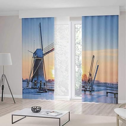 Amazon Com Yoliyana Blackout Curtains Windmill Decor Living