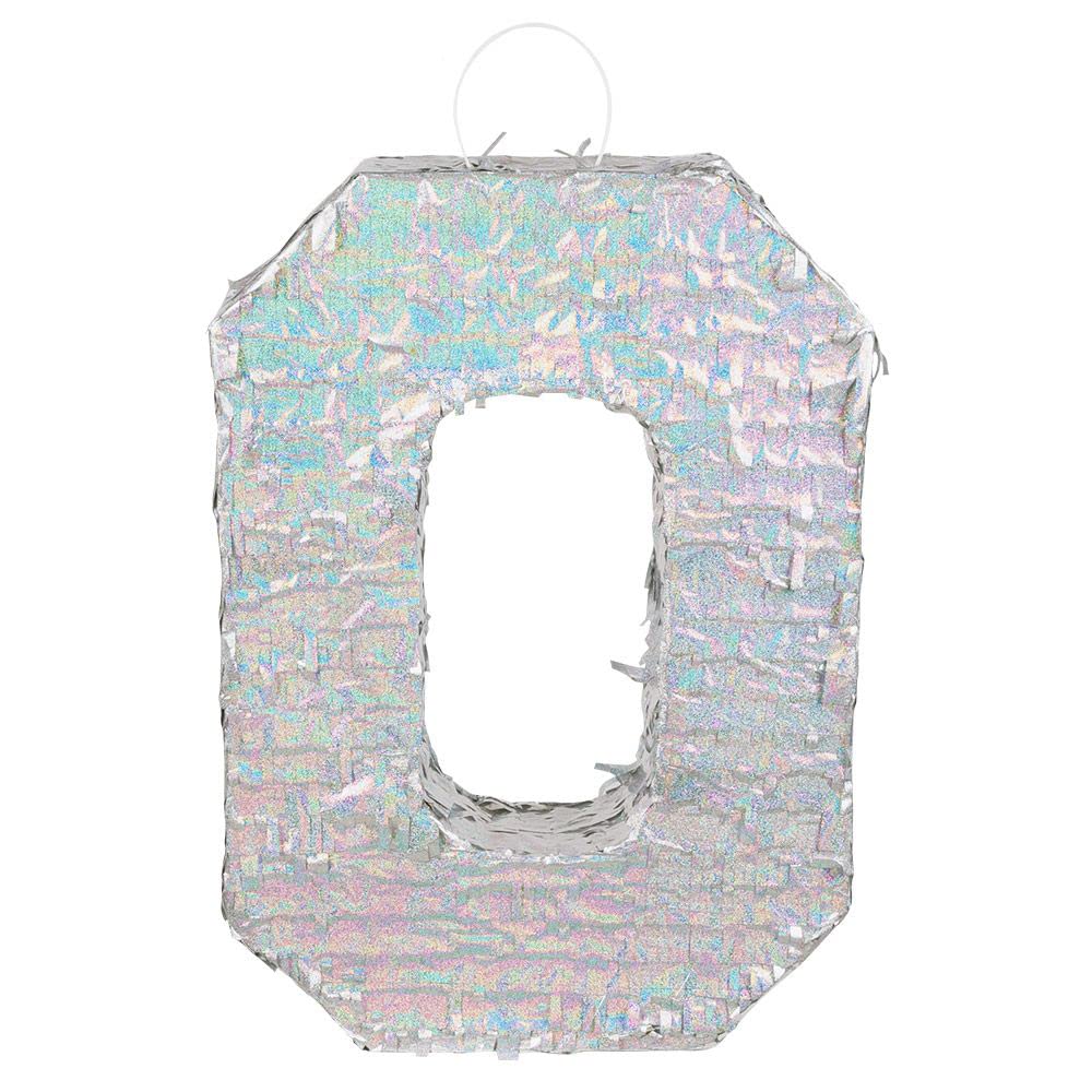 Boland - Numbers Pinata Size 40 x 28 x 8 cm Holographic Number Silver Anniversary Birthday Decoration Party Game
