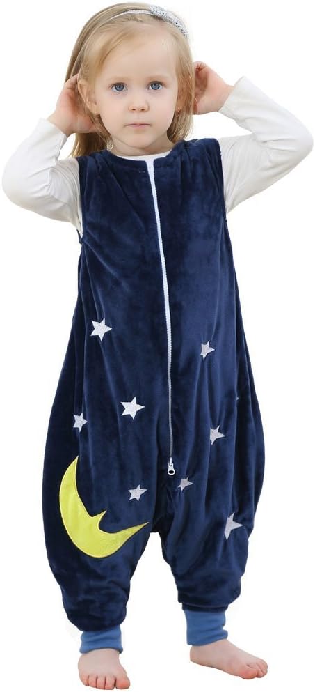 Mycloth IDGIRL Baby Kids Toddler Flannel Zipper Pajamas Jumpsuit Romper (1-2 Years Old, Blue)