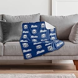 Drake University Logo Pattern Sherpa Blanket, Warm