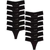 Jo & Bette Lace Thongs for Women - 6 or 12 Pack Low Rise Thongs - Lace Panties Cotton Underwear Women Sexy No Show Soft
