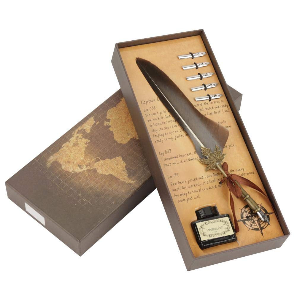 Calligraphy Set Quill Pen Feather Dip Pen and Ink Set Quill Pen and Ink Set Antique Dip Feather Pen Set Calligraphy Pen Set Writing Quill Ink Dip Pen Feather quill Pen Set Calligraphy Dip Pen Set
