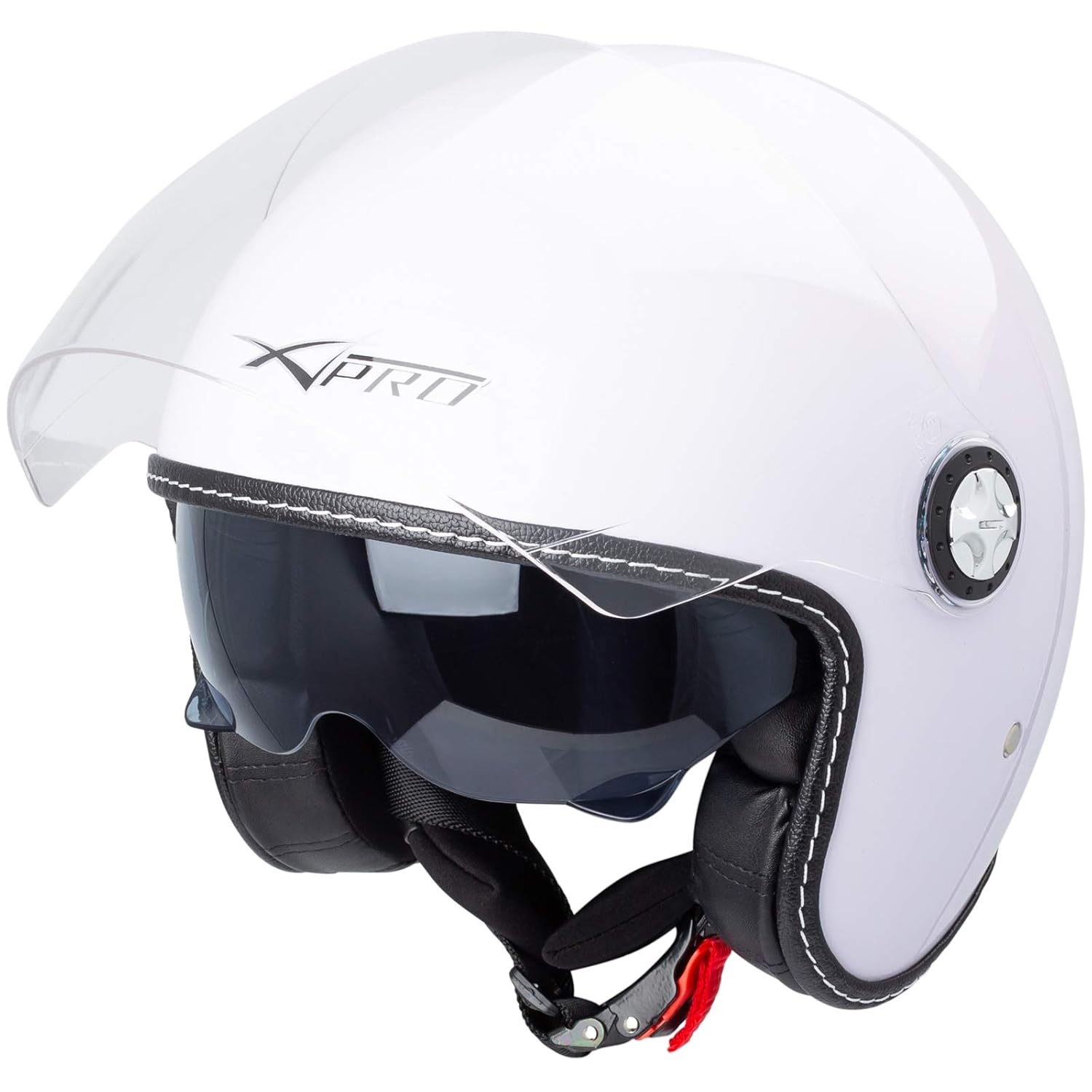 Casque Moto Jet City Retrò Homologué ECE 2205 Double Visière Scooter Noir S Vêtements de