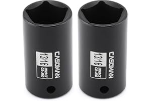 CASOMAN 2PCS 3/8" Drive 13/16" 5-Point Impact Grade Utility Socket, CR-MO, Removes and Installs Penta Nuts and Bolts