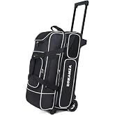 DREAMZA Premium 3 Ball Roller Bowling Bag with Wheels, Large Shoes Pocket | Effortless Rolling Bowling Bag for Three Balls, Multi Accessories Pockets, Cushioned Ball Cup, Telescopic Handle Up to 40''