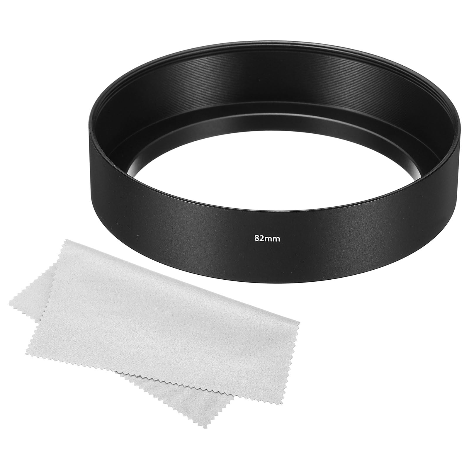 PATIKIL 82mm Lens Hood, Standard Focus Frosted Surface Anti-reflective Inside Hood with Cleaning Cloth for Camera Lens, Black for Nikon, for Fujifilm, for Pentax, for Leica