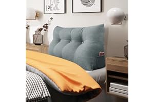 BNCKTRD Headboard Pillow Wedge Twin Size Large Bolster Pillow for Daybed Triangle Reading Pillow Back Support Pillow for Sitting Up in Bed XXL Couch Rest Backrest Cushion Linen Gray