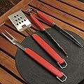 Charcoal Companion Perfect Chef 3-piece Barbecue Tool Set with Red Handle