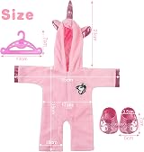 Aolso Baby Doll Clothes 14-18 Inch Unicorn Hooded Jumpsuit with Coat Hanger view 2