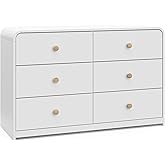 Storkcraft Santos 6 Drawer Bedroom Dresser (White & Natural) – GREENGUARD Gold Certified Dresser for Kids Bedroom with Interl