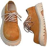 Santimon Men's Chunky Oxford Shoes Lace Up Casual Suede Platform Derby Lug Sole Fashion Work Dress Shoes