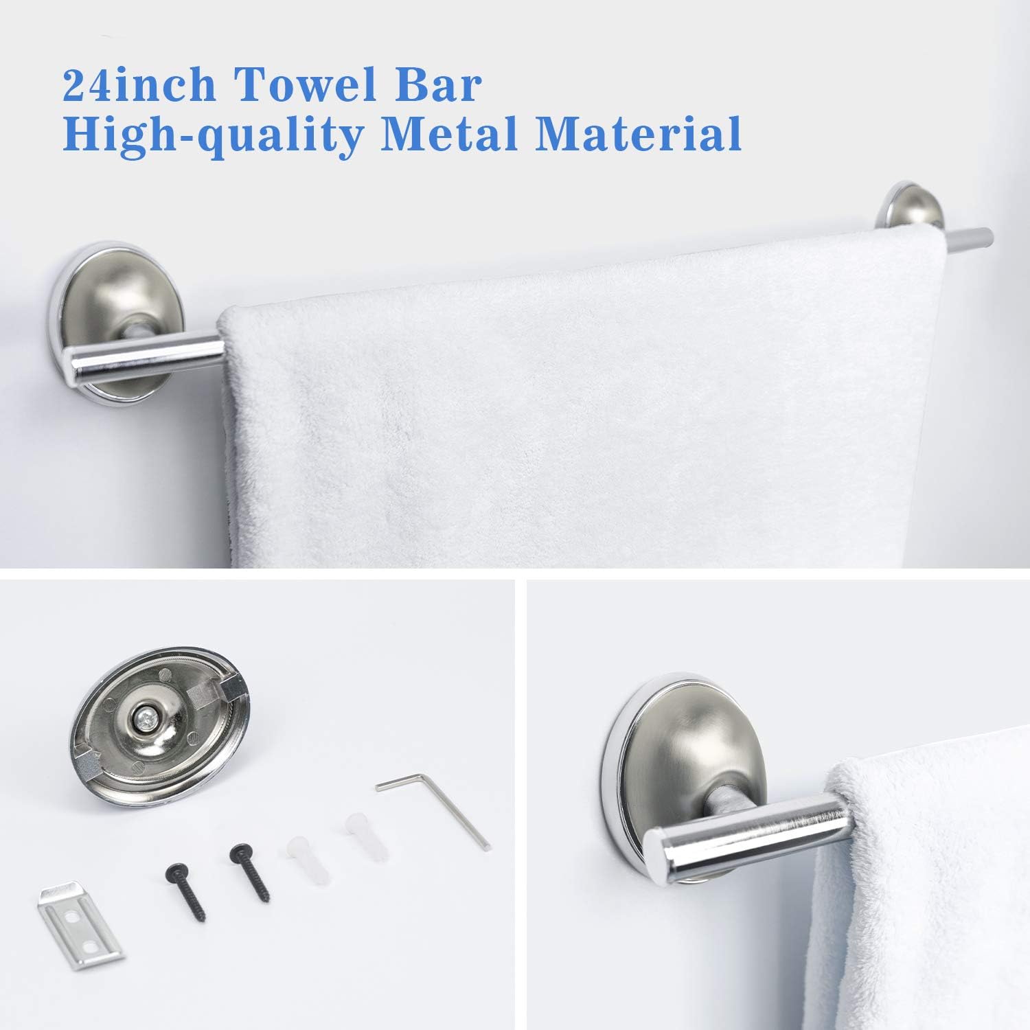 TONIAL Towel Bar Set Bathroom Hardware Set Wall Mounted Towel Holder Set Towel Rack Set for Bathroom 6-Pieces Bath Accessory Kit Nickel Bell Design: Home & Kitchen