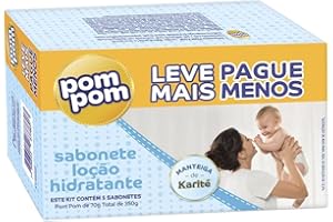 Kit Sabonete em Barra Pom Pom Loção Hidratante com 5 unidades de 70g cada