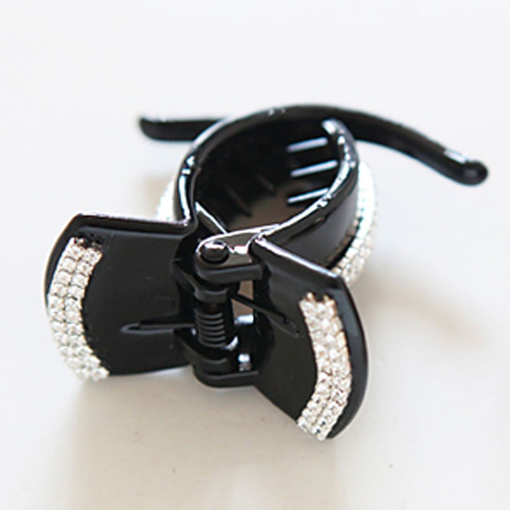 Meilliwish Sparkling Crystal Wedding Women Girls Hair Clip Claw 1 PCS(XA16)(Black)