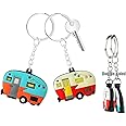 TrustBlai 2 Pack Camper Keychain Double-Sided RV Camper Keyring Couple Camping Gifts for Men Women Travel Trailers Accessorie