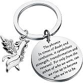 PENQI Rising Phoenix Inspirational Key Rings Phoenix bird jewelry Phoenix Pendant Keychain New Beginning Gift