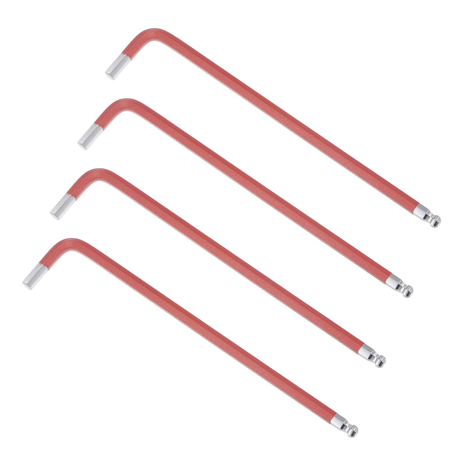 TOP-VIGOR 4Pcs 6mm Ball End Hex Key Wrench, L Shaped Long Arm Allen Key for Household DIY, Professional Machine Repairing